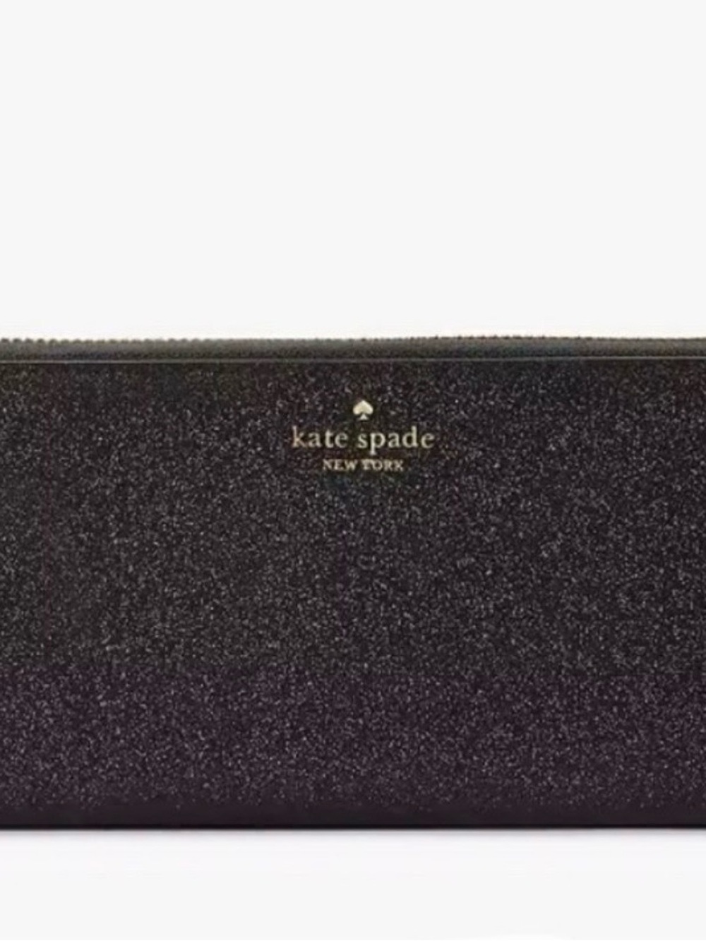 kate spade New York Black Glitter Zip Wallet